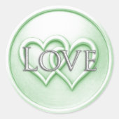 Sticker Rond Soft Green Two Hearts Intertwined Wedding (Devant)