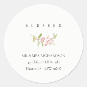 STICKER ROND SOFT MINIMAL BLUSH ROSE ROSE BLESSEE ADRESSE