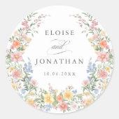 Sticker Rond Soft Pastel Ornate Spring Garden Floral Mariage (Devant)