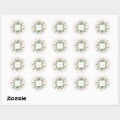Sticker Rond Soft Pastel Rose or Eucalyptus Joy Gite Cadeau (Feuille)