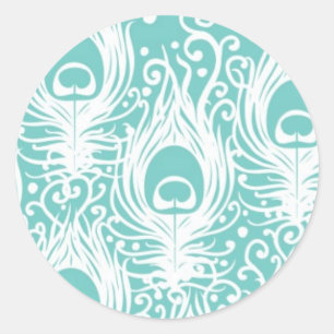 Sticker Rond Soft peacock feathers