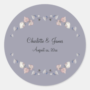 Sticker Rond Soft Purple Écossais Heather Coeurs Mariages