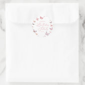 Sticker Rond Soft rose papillon fête d'anniversaire (Sac)