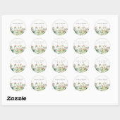Sticker Rond Soft Subtle Rose Aquarelle Floral Garden Mariage (Feuille)