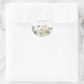 Sticker Rond Soft Subtle Rose Aquarelle Floral Garden Mariage (Sac)