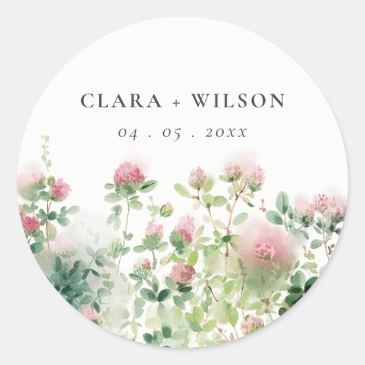 Sticker Rond Soft Subtle Rose Aquarelle Floral Garden Mariage (Devant)