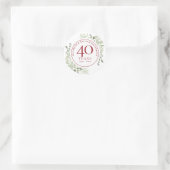 Sticker Rond Soft Watercolour Leaves 40th Anniversary (Sac)