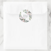 Sticker Rond Soft White Peony with Eucalyptus Leaves Wedding (Sac)