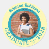 Sticker Rond Soft Yellow Photo Modern Graduation  (Devant)