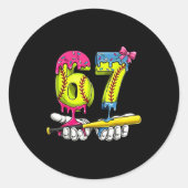 Sticker Rond Softball 67 Ice Cream Drip Six Seven Boys Funny Me (Devant)