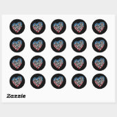 Sticker Rond Softball - American USA Flag Heart (Feuille)
