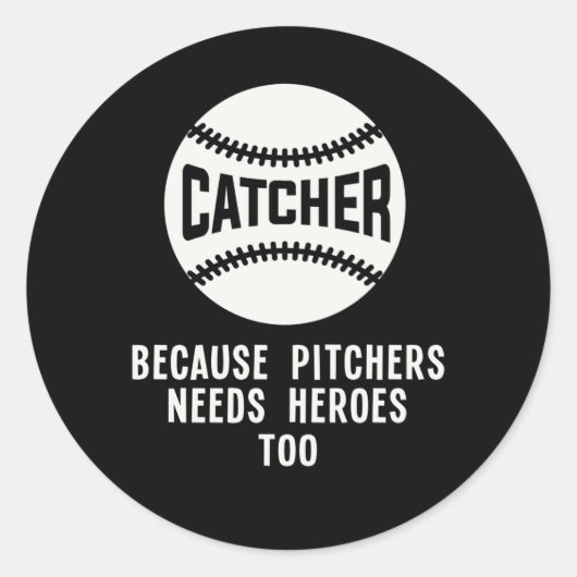 Sticker Rond Softball Catcher Kids Funny Baseball Player Plaisa (Devant)
