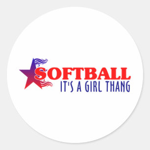 Sticker Rond SOFTBALL - C'est un Thang de fille