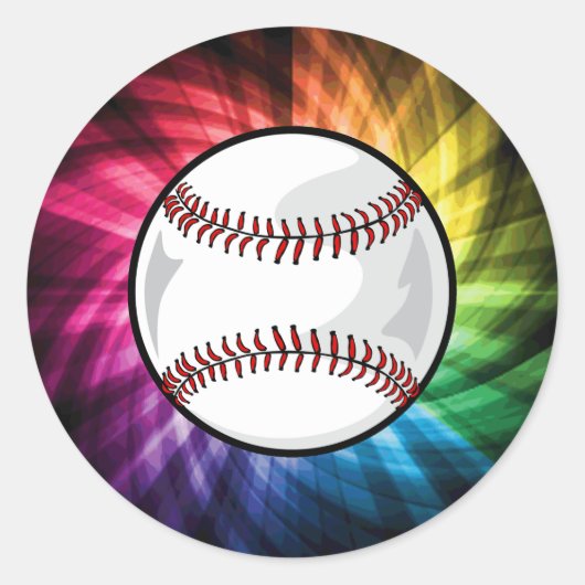 Sticker Rond Softball coloré ; Baseball (Devant)