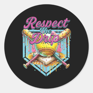 Sticker Rond Softball Girl Ice Cream Softball Drift Youth Respe