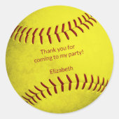 Sticker Rond softball jaune grungy merci (Devant)