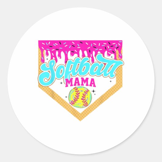 Sticker Rond Softball Mama Driam Cream Jeu Jour Sof (Devant)