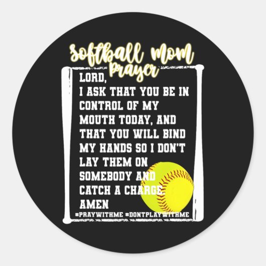 Sticker Rond Softball Maman Prière Jour Baseball Christian Re (Devant)
