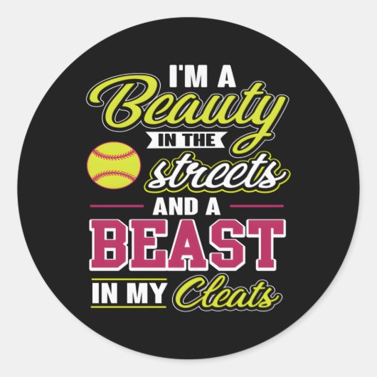 Sticker Rond Softball Pour Les Joueurs De Softball (Devant)