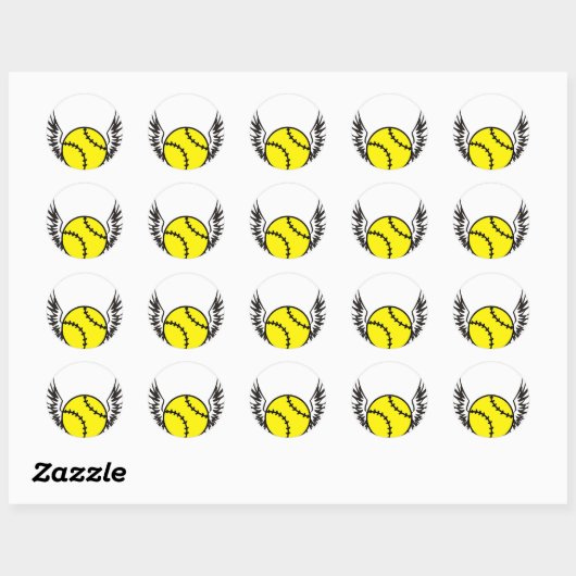 Sticker Rond softball Wings (Feuille)