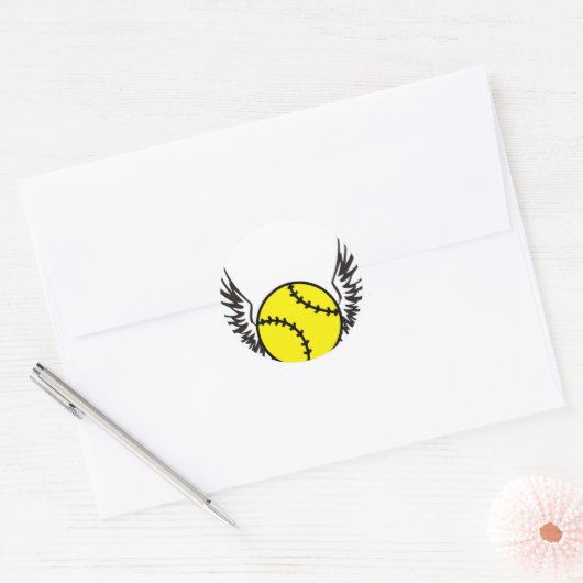 Sticker Rond softball Wings (Enveloppe)