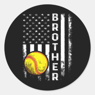 Sticker Rond Softll Brother American Flag Vintage Noël Xma