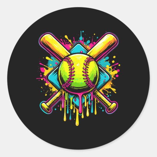 Sticker Rond Softll Girl Ice Cream Softll Drip  (Devant)