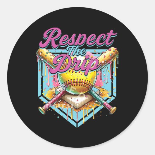 Sticker Rond Softll Girl Ice Cream Softll Drip Youth Respect Th (Devant)