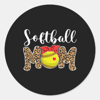 Sticker Rond Softll Maman Leopard Messy Bun Jeu Jour Mère drôle
