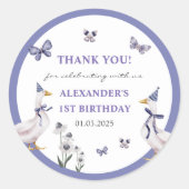 Sticker Rond Soignée Goose fête d'anniversaire (Devant)