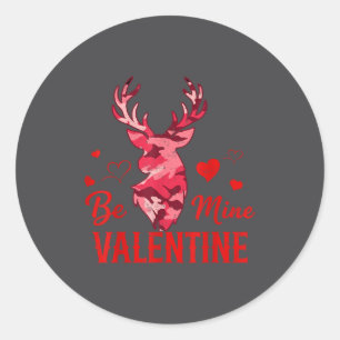 Sticker Rond Soin Saint-Valentin Nk Camo Buck Cerf Chasse Saint