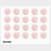 Sticker Rond Soins après extension de cils monogramme rose (Feuille)