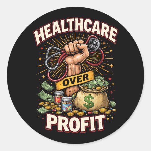 Sticker Rond Soins avant le profit (Devant)