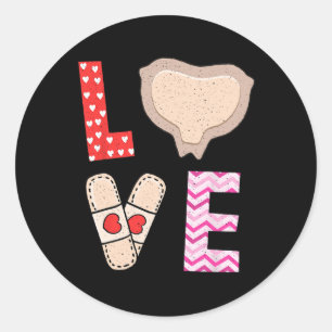 Sticker Rond Soins de la blessure Infirmière Valentines Amour d