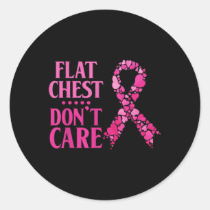 Sticker Rond Soins de la poitrine plate Pink Ribbon Cancer du s