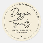 Sticker Rond Soins Doggie Fabriqués Maison Modernes (Devant)