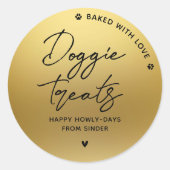 Sticker Rond Soins Doggie Faux Gold faits maison (Devant)