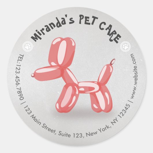 Sticker Rond Soins pour animaux de compagnie Gros assis Baignad (Devant)