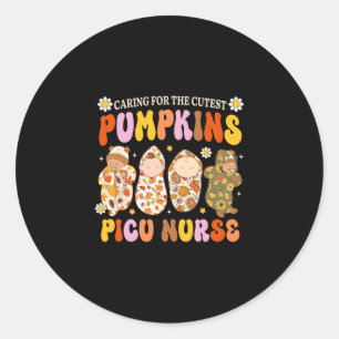Sticker Rond Soins Pour La Picu Infirmière De La Citrouille La