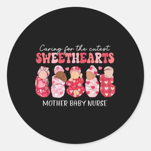 Sticker Rond Soins Pour Les Amateurs Les Plus Cutest Mère Bébé (Devant)