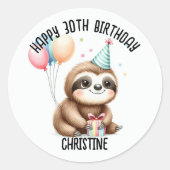 Sticker Rond Soirée Anniversaire rose mou en faveur (Devant)