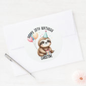 Sticker Rond Soirée Anniversaire rose mou en faveur (Enveloppe)