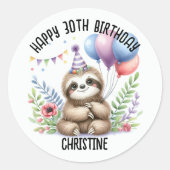 Sticker Rond Soirée Anniversaire rose mou en faveur (Devant)