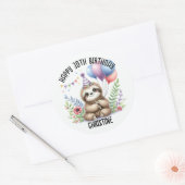 Sticker Rond Soirée Anniversaire rose mou en faveur (Enveloppe)