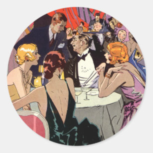 Sticker Rond Soirée Art Déco vintage dans une boîte de nuit