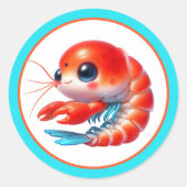 Sticker Rond Soirée aux crevettes de plage (Devant)