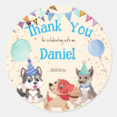 Sticker Rond Soirée chiot adorable merci (Devant)