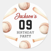 Sticker Rond Soirée d'anniversaire de baseball Boy (Devant)