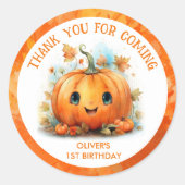 Sticker Rond Soirée d'anniversaire de la petite Citrouille (Devant)