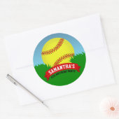 Sticker Rond Soirée d'anniversaire de softball (Enveloppe)